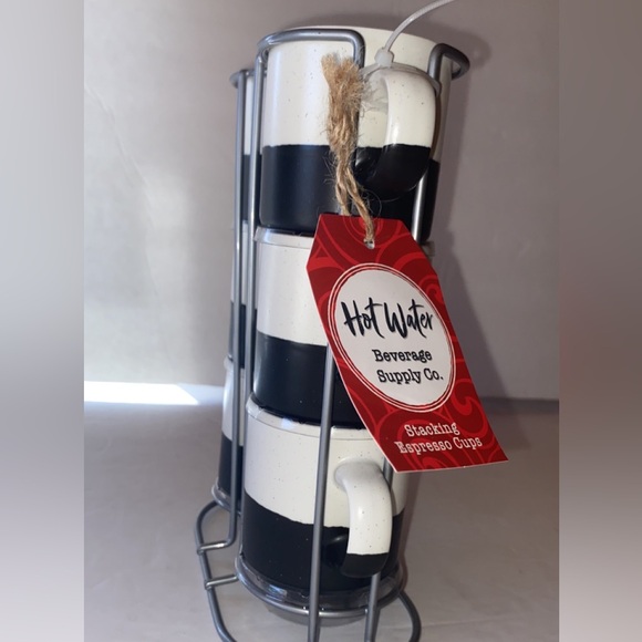 Hot Water 6pc Black and White Espresso Mug Set - Picture 5 of 11